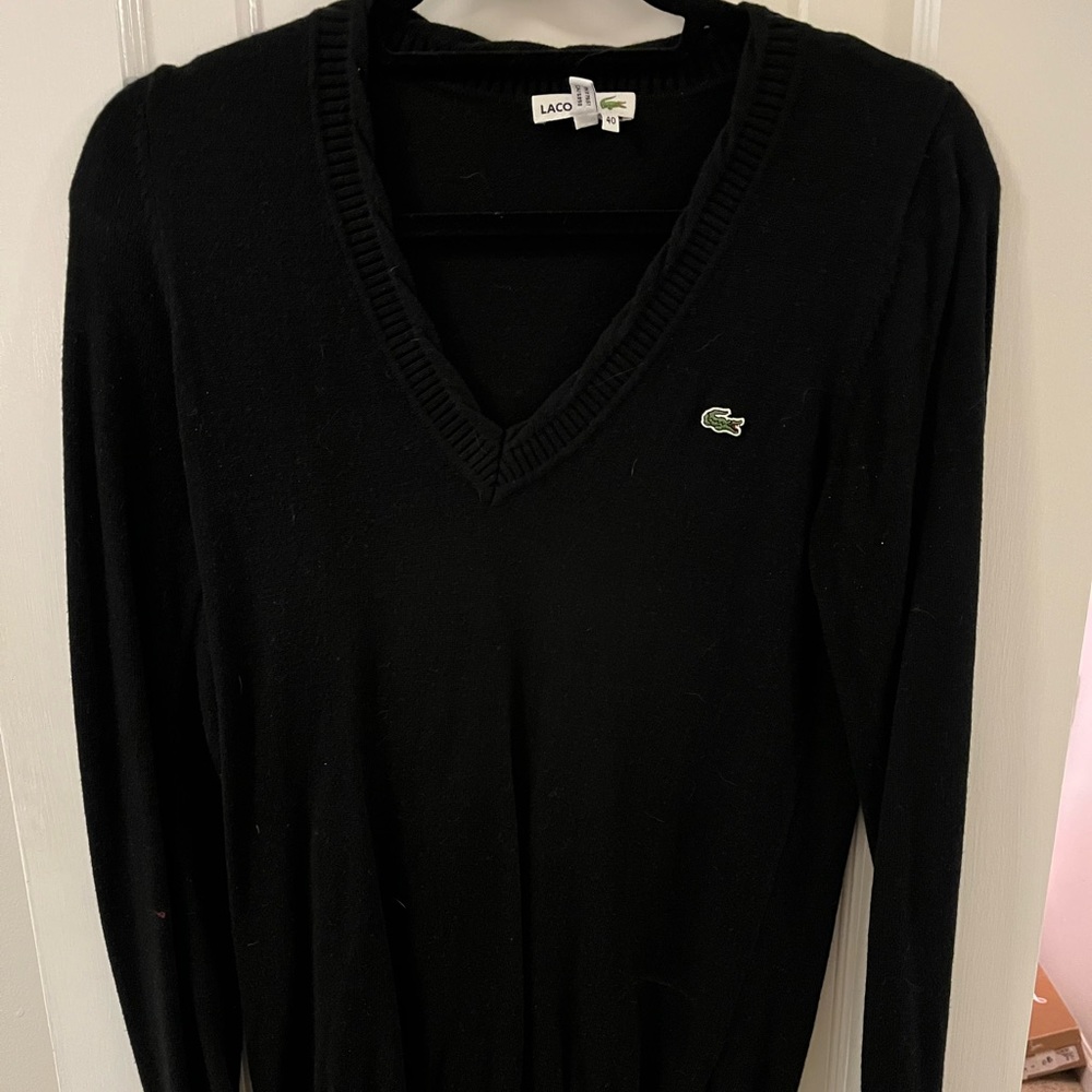 Black Lacoste V Neck Sweater EU Size 40